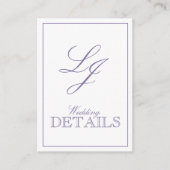QR Code Lavender Script Monogram bruiloft details Informatiekaartje (Voorkant)