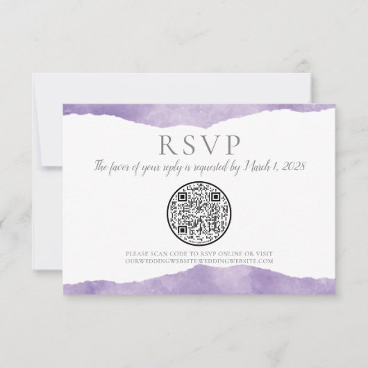 QR Code Lavender Waterverf Weddenschap RSVP (Voorkant)