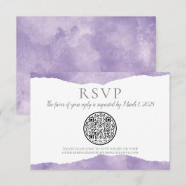 QR Code Lavender Waterverf Weddenschap RSVP Kaartje