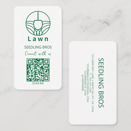 QR Code Lawn Care Connect with US Visitekaartje (Voorkant / Achterkant)