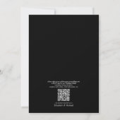 QR Code Leaf Black White Elegant Monogram Weddensc Kaart (Achterkant)