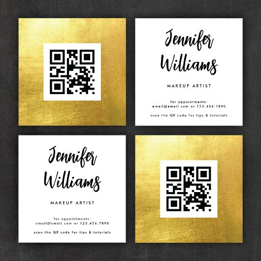 QR-code legant en modern goud Vierkante Visitekaartje
