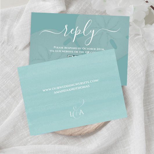 QR-code legante Waterverf strand en dollar Informatiekaartje