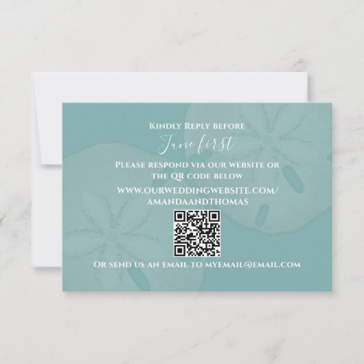 QR-code legante Waterverf strand en dollar RSVP Kaartje (Voorkant)