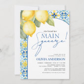 QR Code Lemon Main Squeeze Vrijgezellenfeest Invit Kaart (Voorkant)