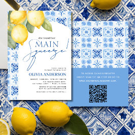 QR Code Lemon Main Squeeze Vrijgezellenfeest Invit Kaart