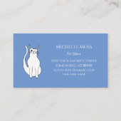QR code Leuke Kat Pet Sitter Blauw Visitekaartje (Voorkant)