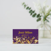 QR Code licht glitter gouden professionele violet Visitekaartje (Staand voorkant)