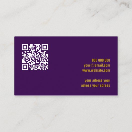 QR Code licht glitter gouden professionele violet Visitekaartje (Achterkant)