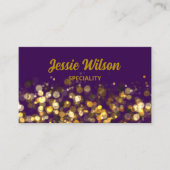 QR Code licht glitter gouden professionele violet Visitekaartje (Voorkant)