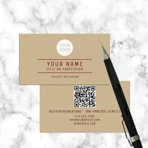 QR Code Lichtbruine Naam Professionele Logo Contactkaartje