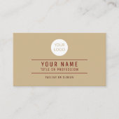 QR Code Lichtbruine Naam Professionele Logo Contactkaartje (Voorkant)