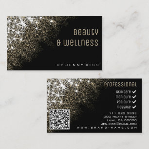 QR Code Lichtgevende Gouden Glitter Sterren Wellne Visitekaartje