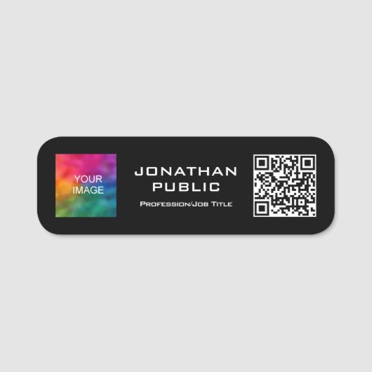 QR Code Lid Foto of Business Logo hier Naamplaatje (Voorkant)