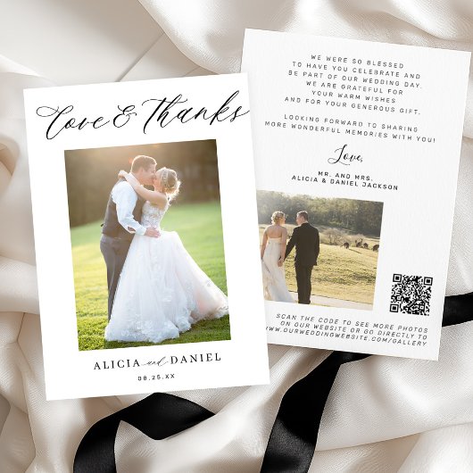 QR CODE liefde en dankbaarheid script 2 foto bruil Bedankkaart