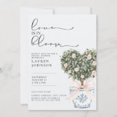 QR Code Liefde in Bloei Chinoiserie Bruidsuitnodig Kaart (Voorkant)