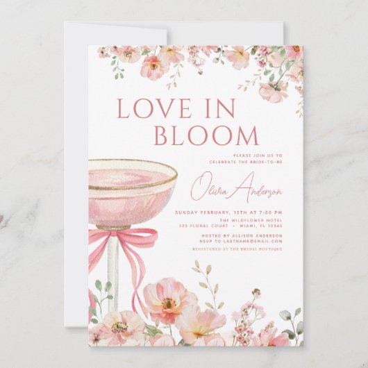 QR Code Liefde in Bloom Champagne Bow Vrijgezellen Kaart (Voorkant)