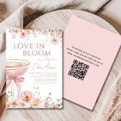 QR Code Liefde in Bloom Champagne Bow Vrijgezellen Kaart