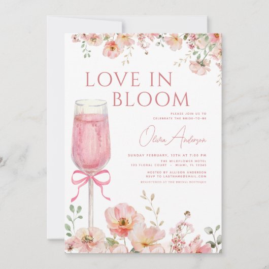 QR Code Liefde in Bloom Pink Bow Vrijgezellenfeest Kaart (Voorkant)