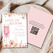 QR Code Liefde in Bloom Pink Bow Vrijgezellenfeest Kaart
