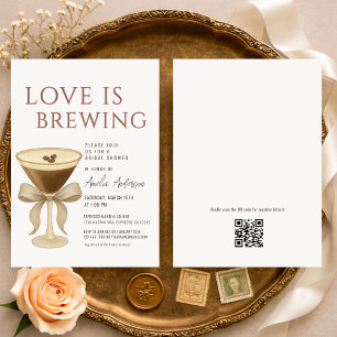 QR Code Liefde is aan het Bruisen Martini Bruidsdi Kaart