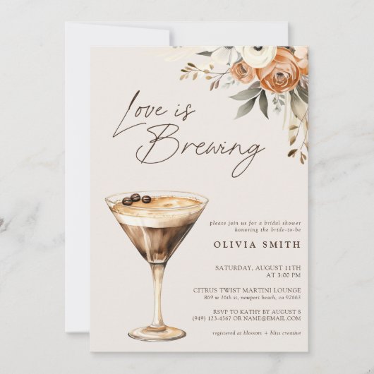 QR Code Liefde is het brouwen van Espresso Martini Kaart (Voorkant)