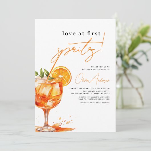 QR Code Liefde op het eerste Spritz Oranje Vrijgez Kaart (Staand voorkant)