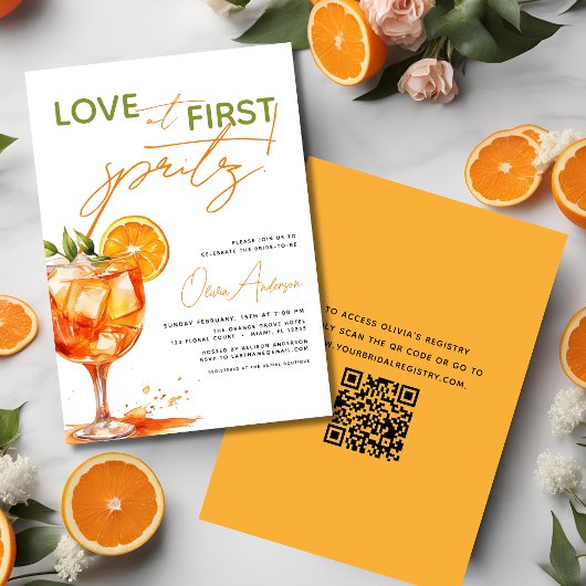 QR Code Liefde op het eerste Spritz Oranje Vrijgez Kaart