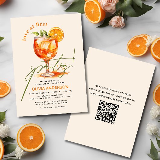 QR Code Liefde op het eerste Spritz Oranje Vrijgez Kaart