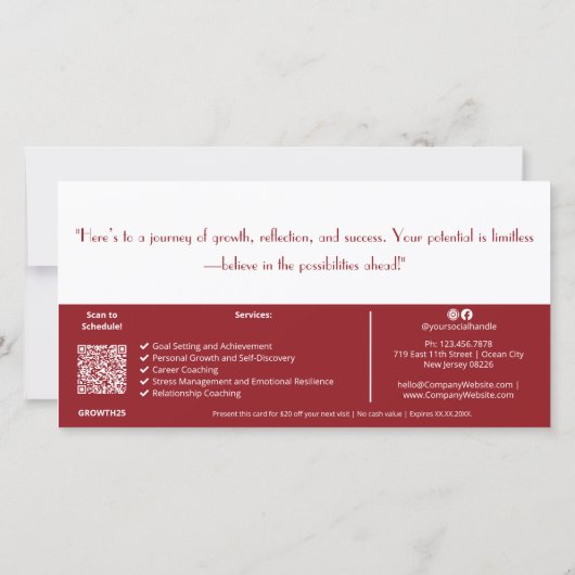 QR Code Life Coach Services Opmerking Cadeaubon Ka (Achterkant)