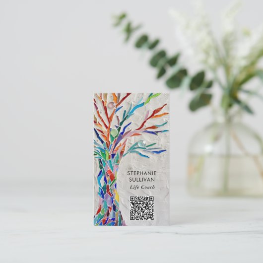 QR Code Life Coach Tree of Life Visitekaartje (Staand voorkant)