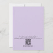 QR Code Lila Lavender Mauve Script Floral Weddensc Kaart (Achterkant)