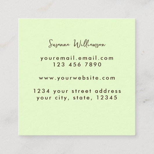 QR Code Lime Green Classy Unieke Abstracte kunst Vierkante Visitekaartje (Achterkant)