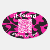 QR Code lime green cute lost found Ovale Sticker (Voorkant)