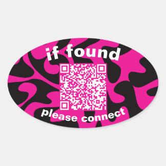 QR Code lime green cute lost found Ovale Sticker