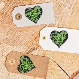 QR-code Lime Green en Black Groovy Squiggles Hart Sticker