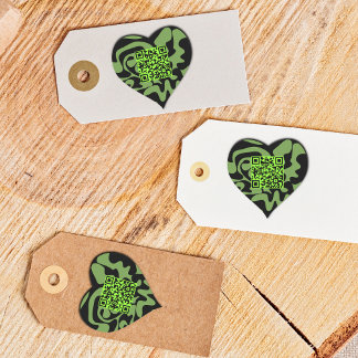 QR-code Lime Green en Black Groovy Squiggles Hart Sticker