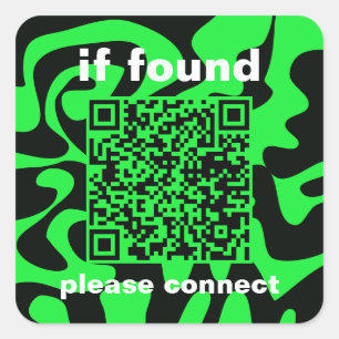 QR Code lime groen schattig verloren gevonden Vierkante Sticker