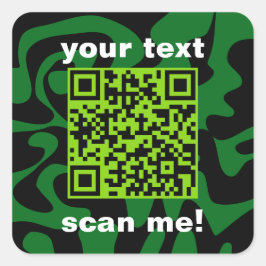 QR Code Limoen Donkergroen en Zwart Helder Modern Vierkante Sticker