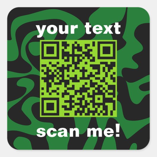 QR Code Limoen Donkergroen en Zwart Helder Modern Vierkante Sticker (Voorkant)