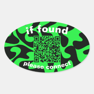 QR-code limoengroen leuk gevonden voorwerp Ovale Sticker