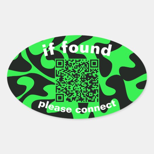 QR-code limoengroen leuk gevonden voorwerp Ovale Sticker (Voorkant)