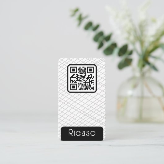 QR Code Lined Pattern Gepersonaliseerd Visitekaartje (Staand voorkant)