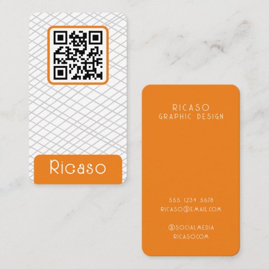 QR Code Lined Pattern Gepersonaliseerd Visitekaartje (Voorkant / Achterkant)