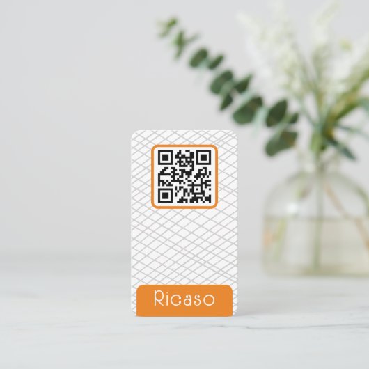 QR Code Lined Pattern Gepersonaliseerd Visitekaartje (Staand voorkant)