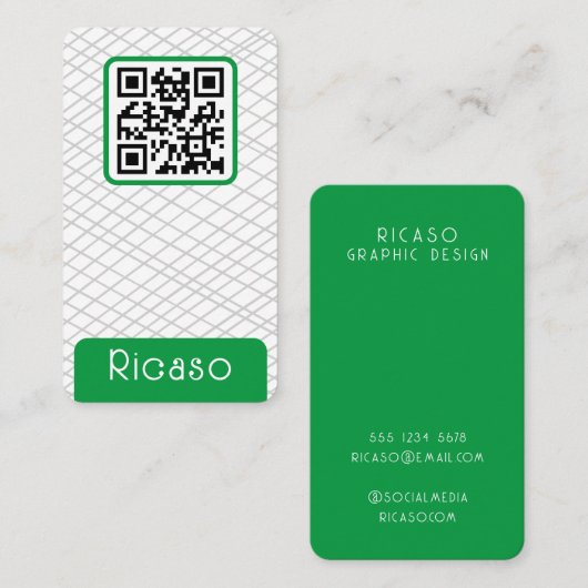 QR Code Lined Pattern Gepersonaliseerd Visitekaartje (Voorkant / Achterkant)