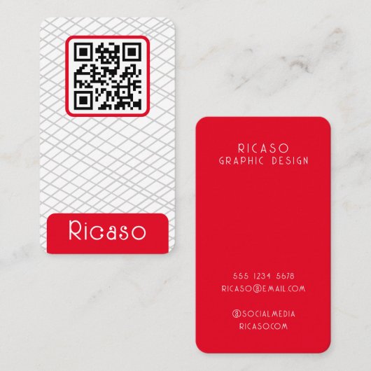 QR Code Lined Pattern Gepersonaliseerd Visitekaartje (Voorkant / Achterkant)