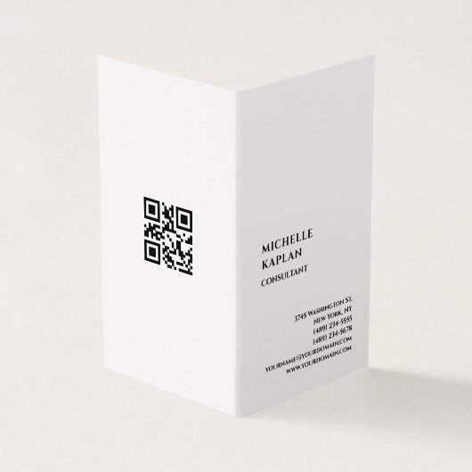QR-code Linen Modern Professioneel Exclusief Visitekaartje (Buitenkant)