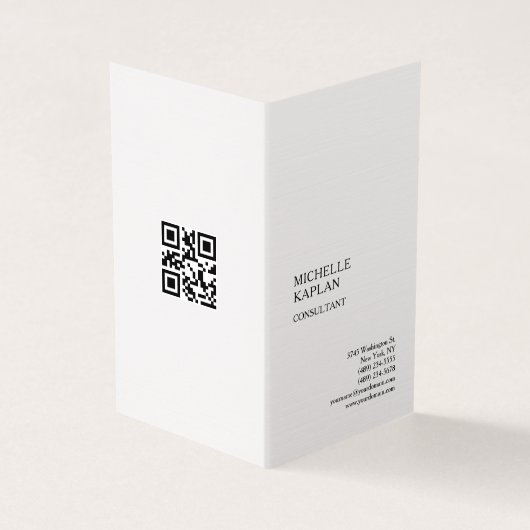 QR Code Linen Modern Professioneel Exclusief Visitekaartje (Buitenkant)