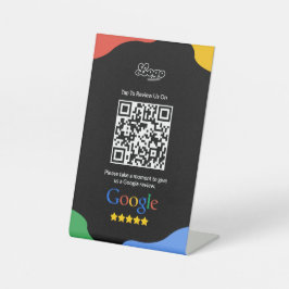 QR Code Link Black Google Review Reclamebord Met Voetstuk
